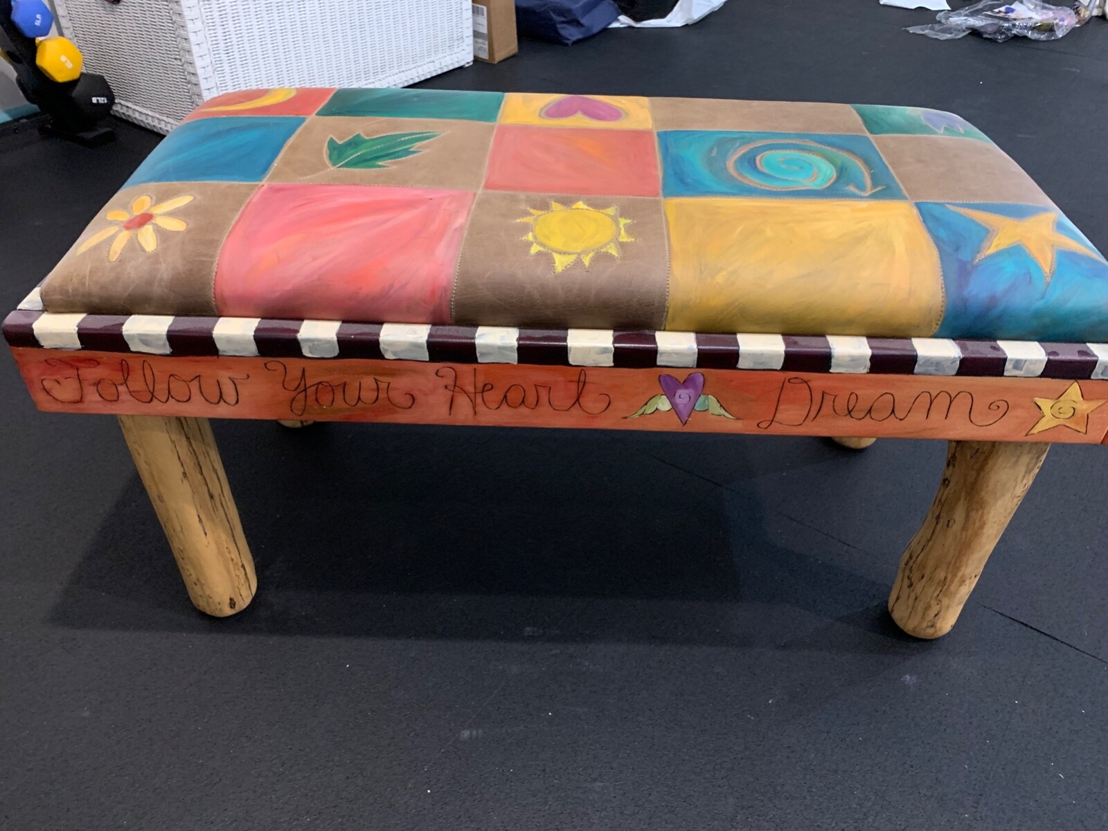 Sticks Sarah Grant Bench 3ft Leather Seat Follow Your Heart