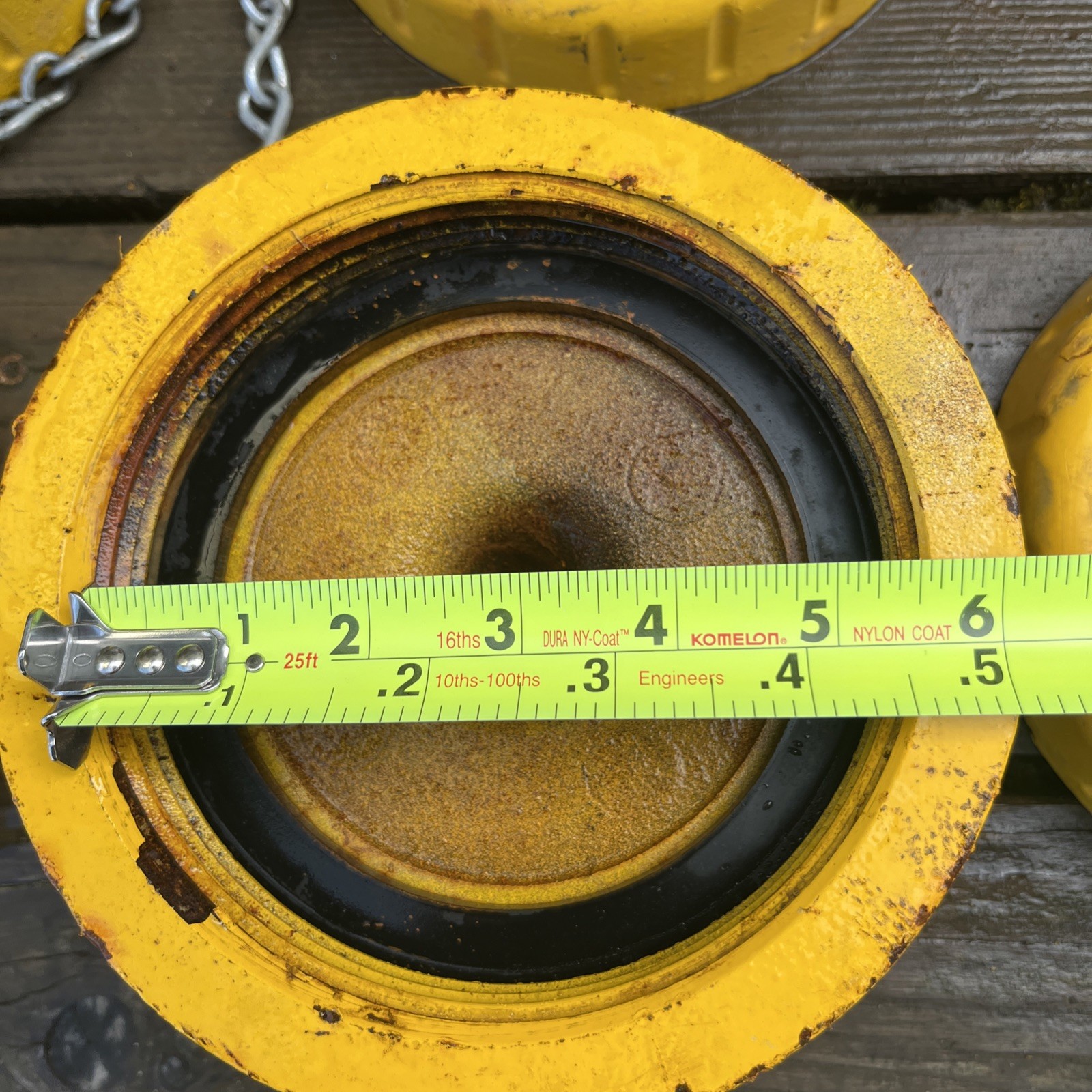 Fire Hydrant Cap With Chain Yellow Color Cast Iron NST Sold Individually