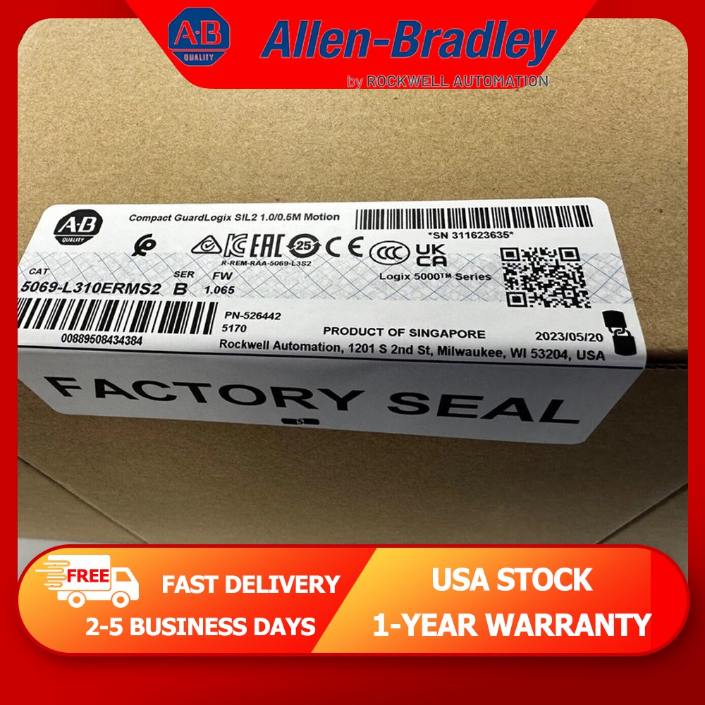 New AB 5069-L310ERMS2 Compact GuardLogix SIL2 1.0/0.5M Motion US Same Day Ship