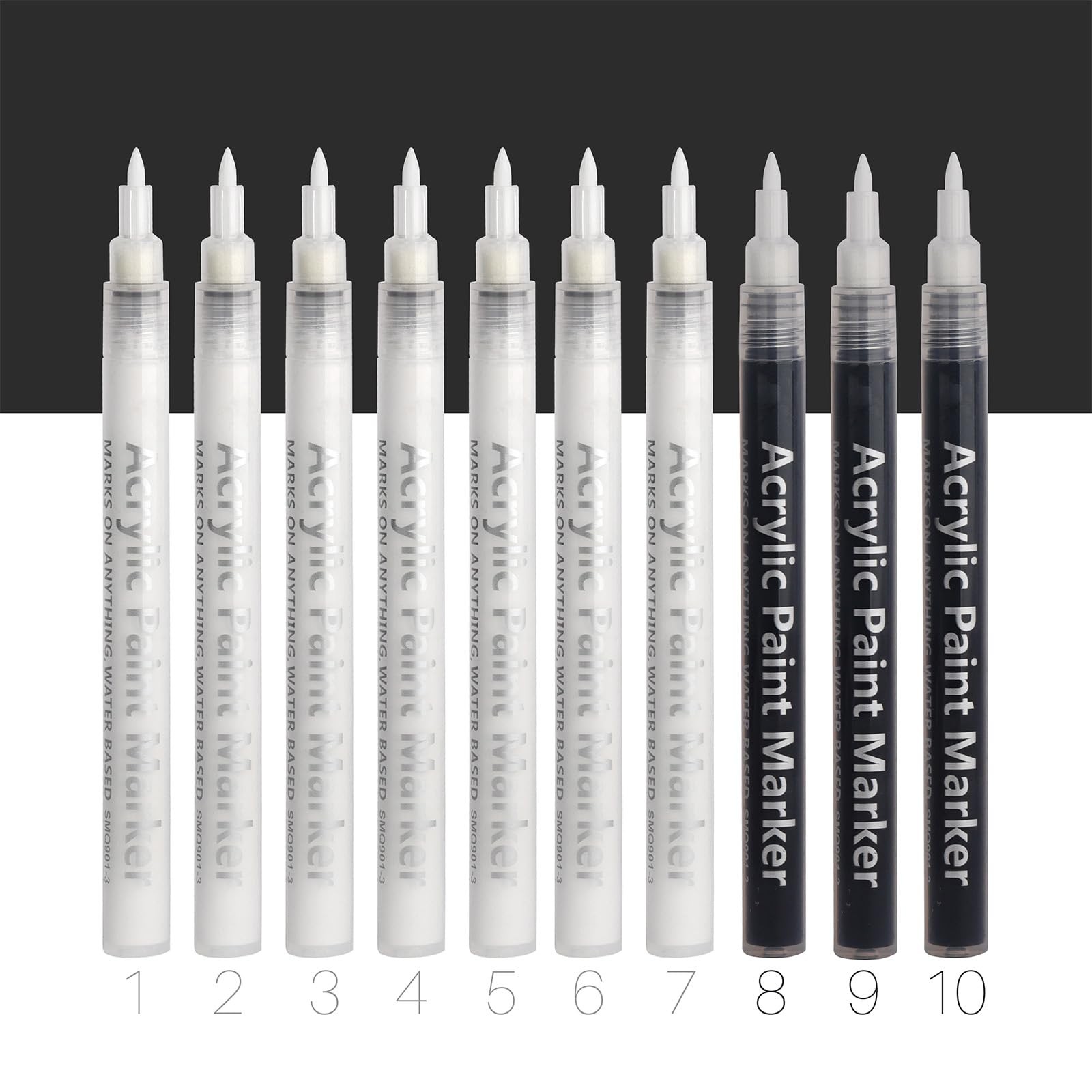 White Paint Pens, Acrylic Marker, Black Acrylic Paint Pens,0.7mm Extra Fine T...