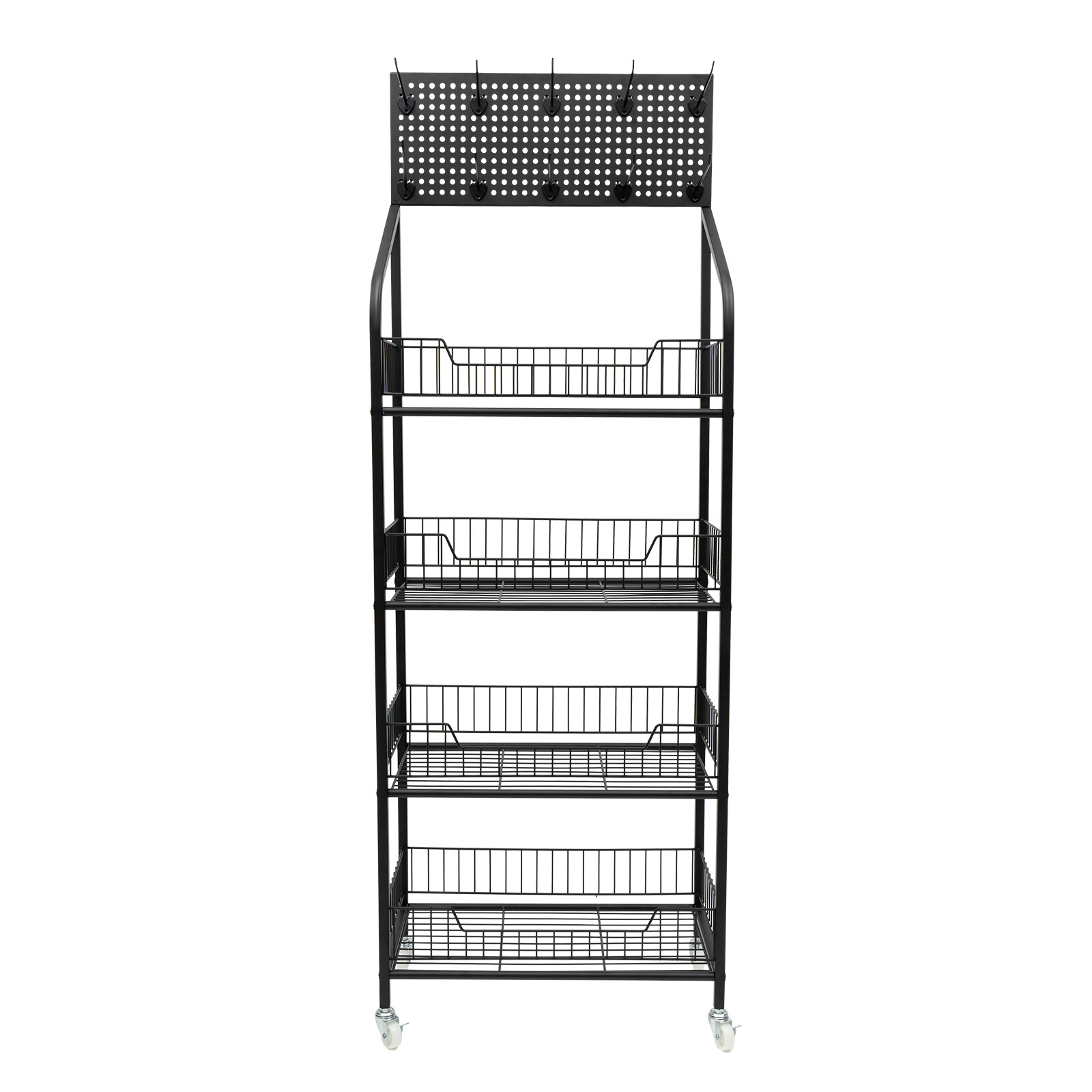 4 Tier Retail Display Rack Snack Candy Display Organizer Stand With 10 Hooks