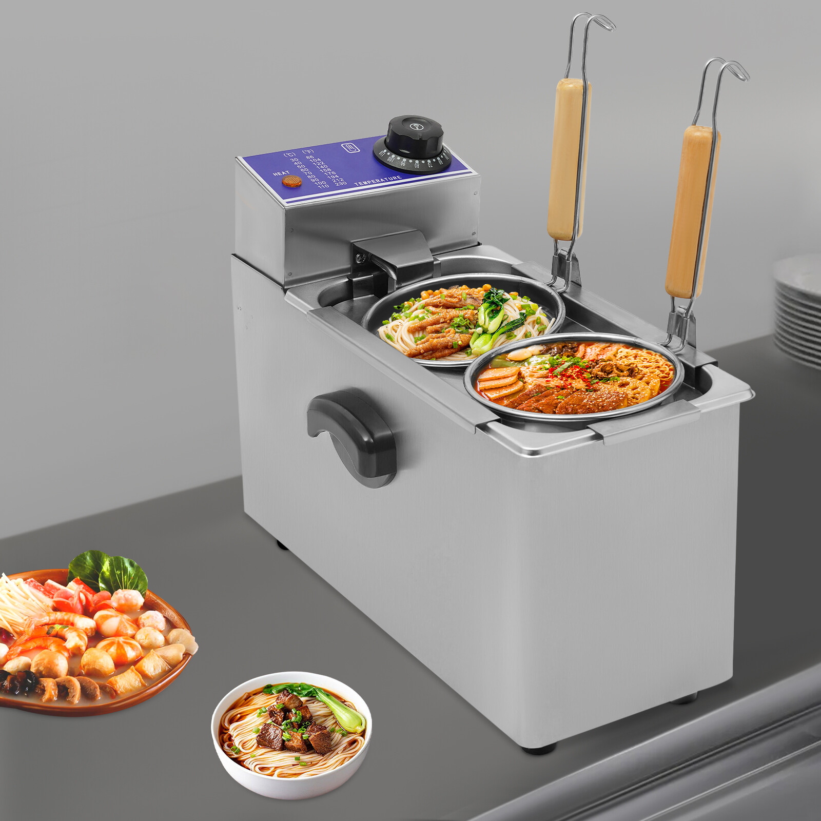 110V Commercial Electric Pasta Cooker 2 Holes Noodle Cooking Machine Pasta Maker