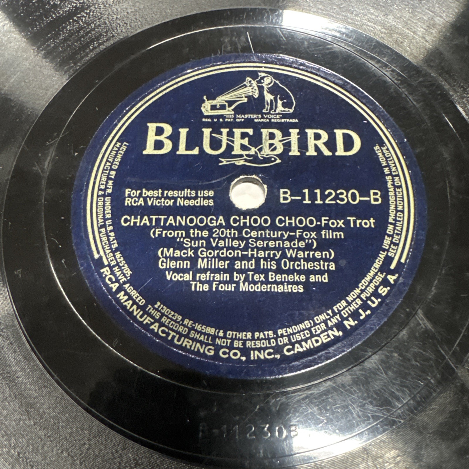 Bluebird 78 RPM Glenn Miller - Chattanooga Choo Choo 11230 V+