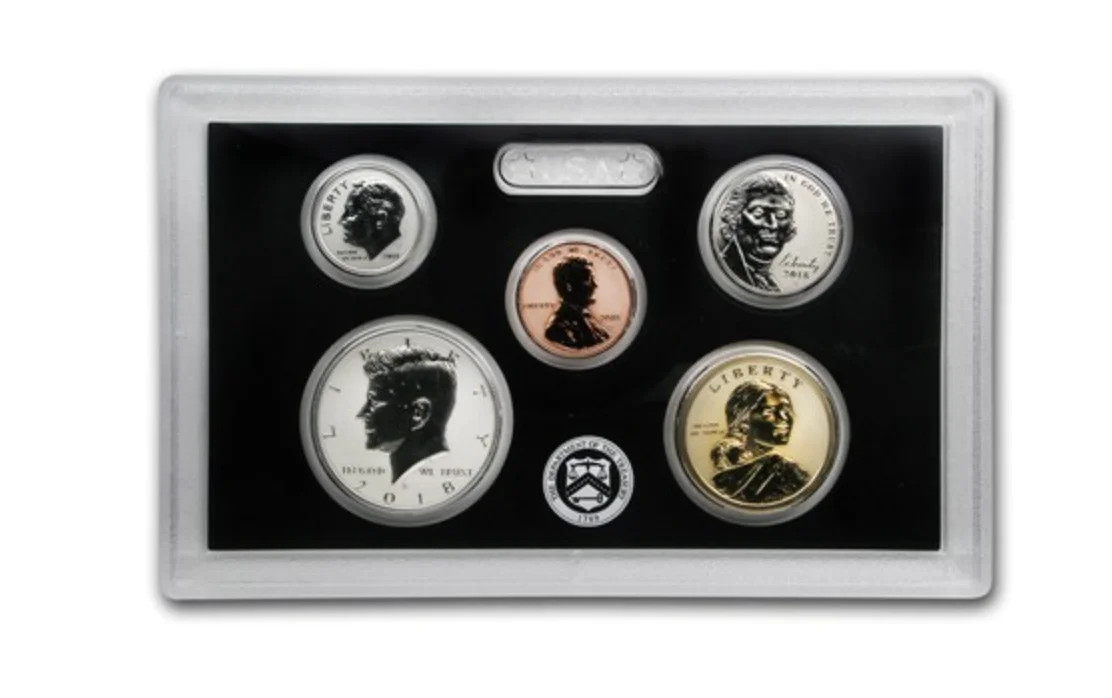 2018-S U.S. Silver Reverse Proof Set: Complete 10-Coin Set, with Box and COA