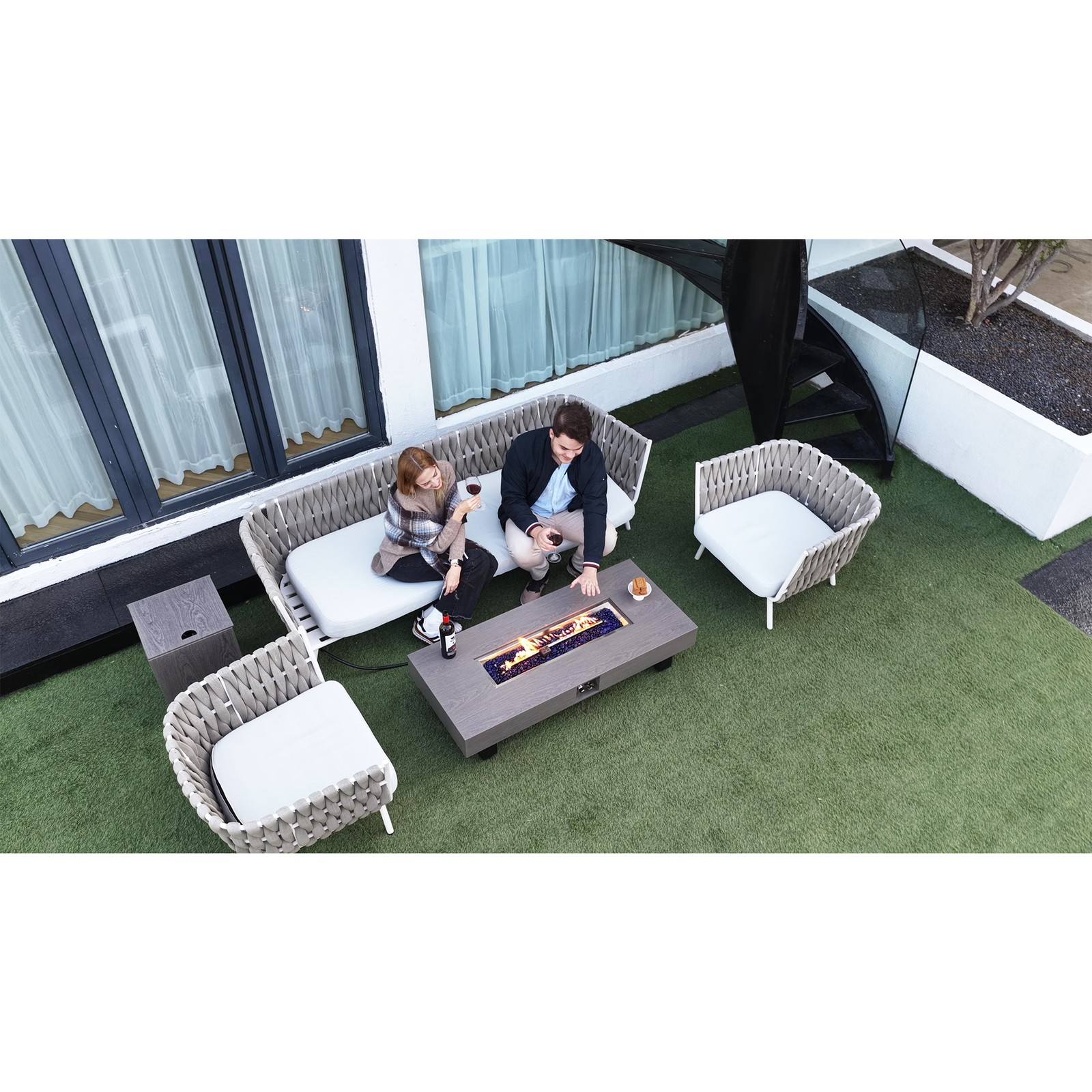 54 Inch Propane Fire Pit Table Outdoor Rectangular Heater 50000 BTU Stainless