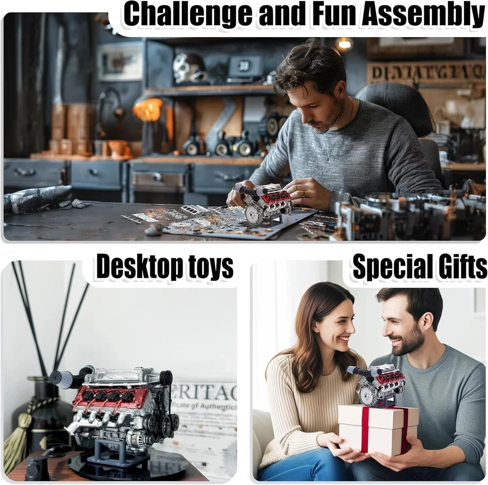Mini V8 Engine Kit Working Model Electric Supercharger DIY RC