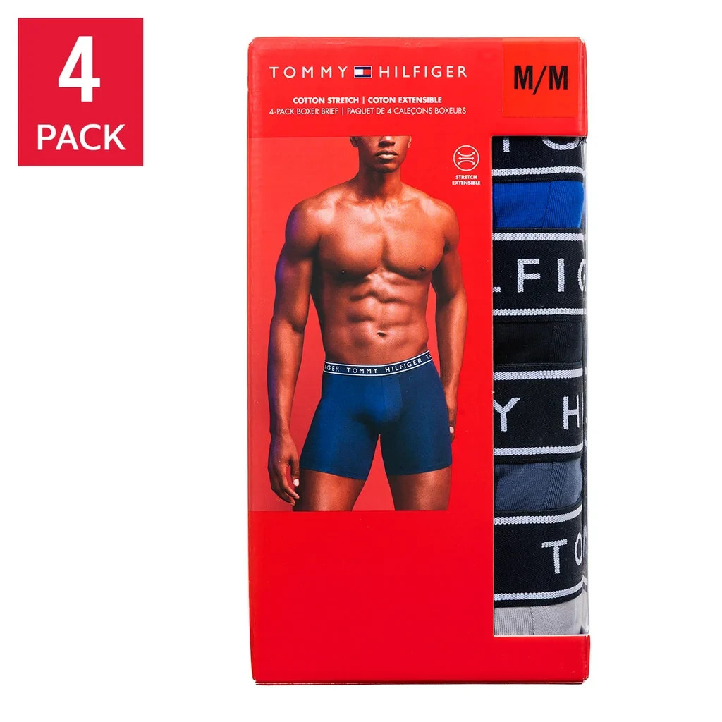Tommy Hilfiger Men Cotton Stretch Boxer Brief 4-Pack- S, M, L,  XL Brand New Box