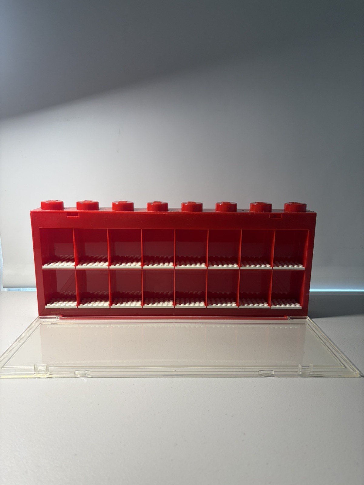 LEGO Minifigure Display Case 16 Red Large 8 Stud Holds 16 Figures Wall Mount