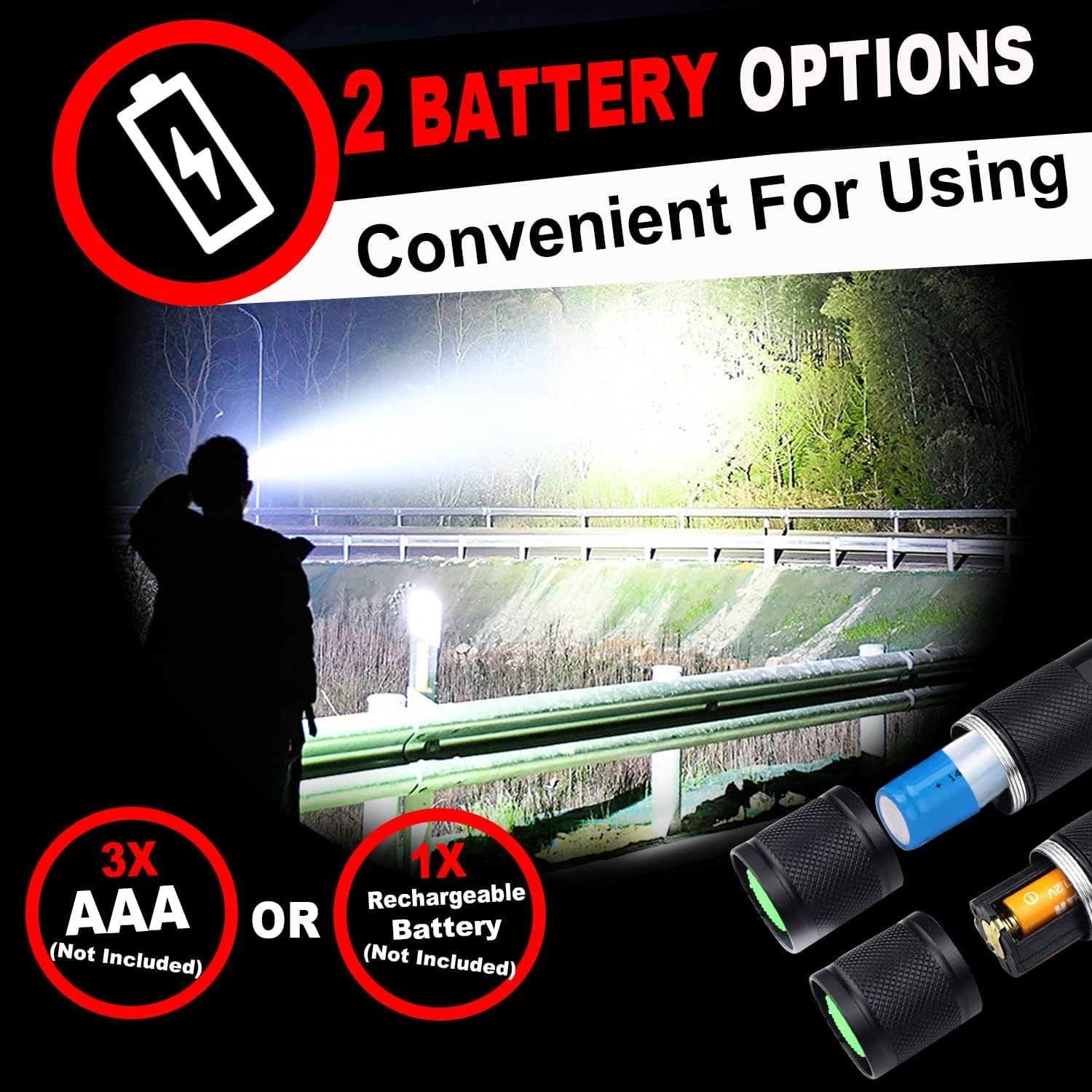 4 x Tactical 18650 Flashlight High Powered Zoomable Aluminum High Lumens