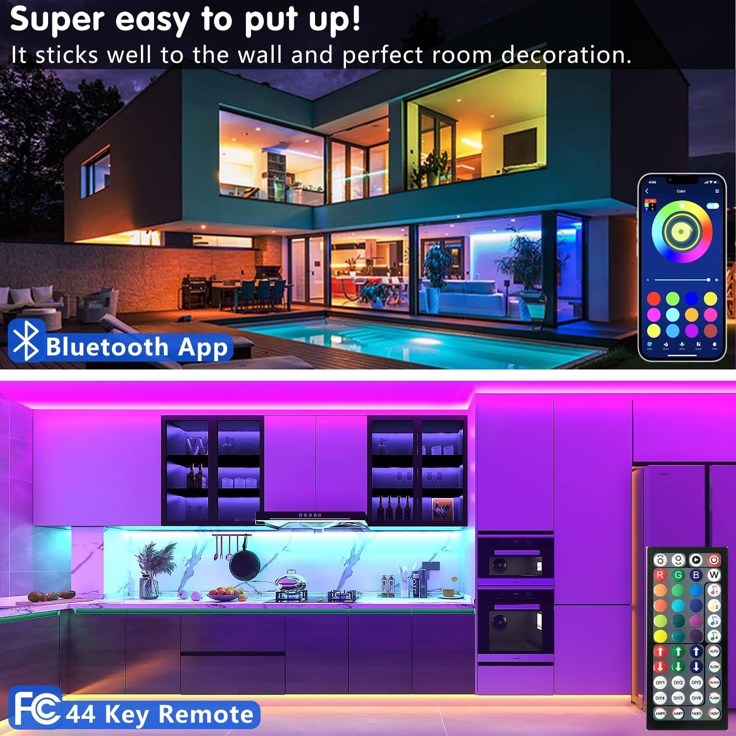 Keepsmile 100ft LED Strip Lights (2x 50ft) Bluetooth Smart App Control Music Syn
