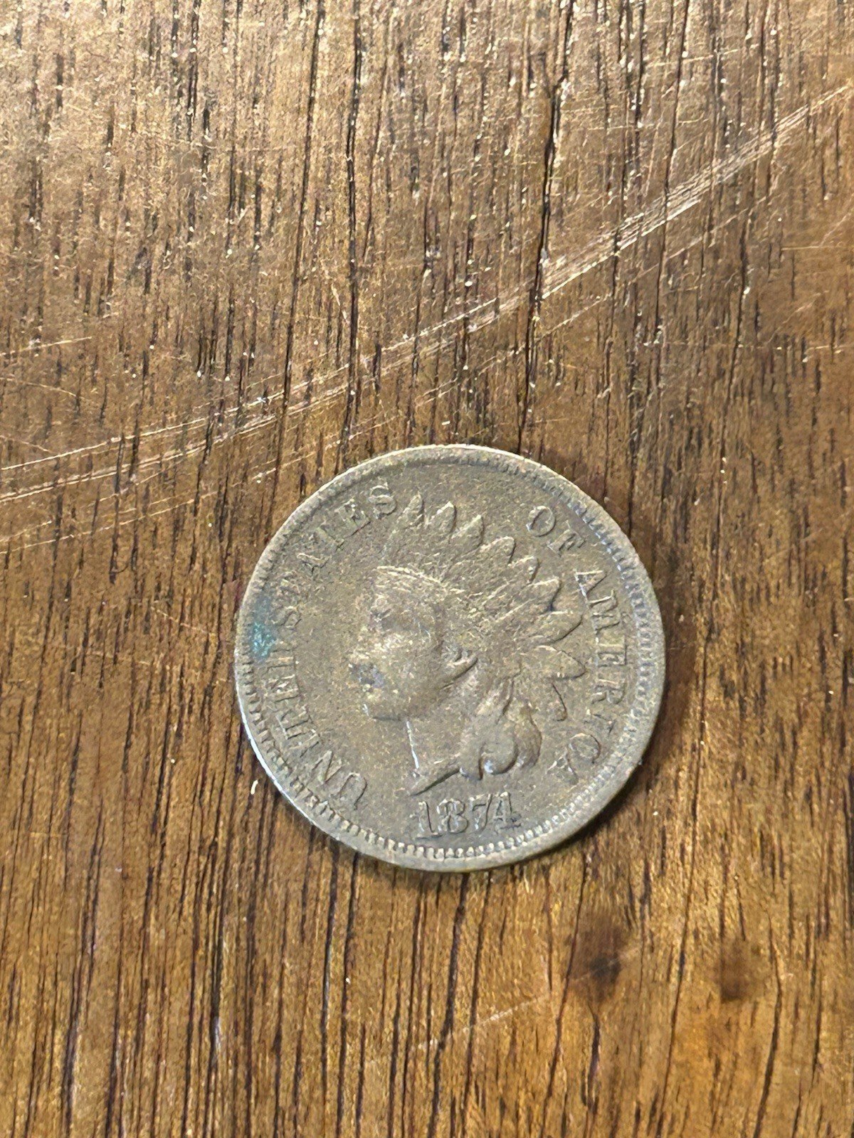 1874 Indian Cent VF