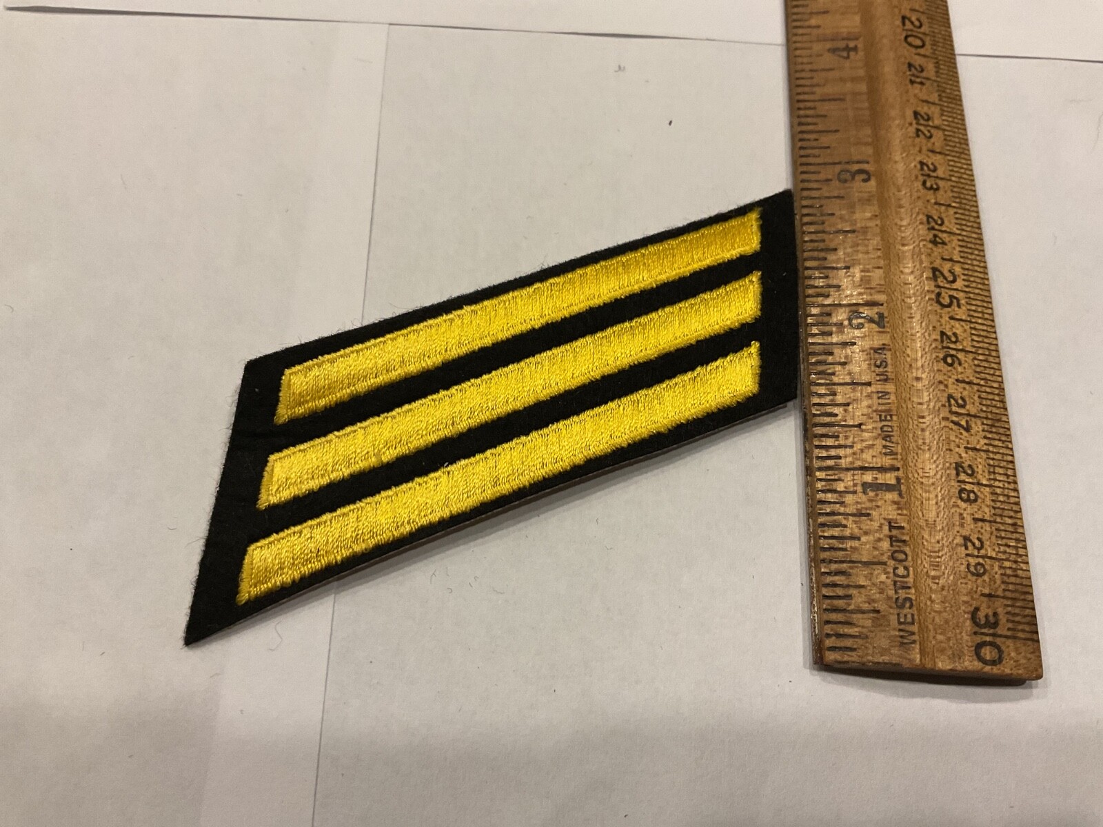 Police Years of Service embroidered 3 Stripe Mark Yellow  on Black Material