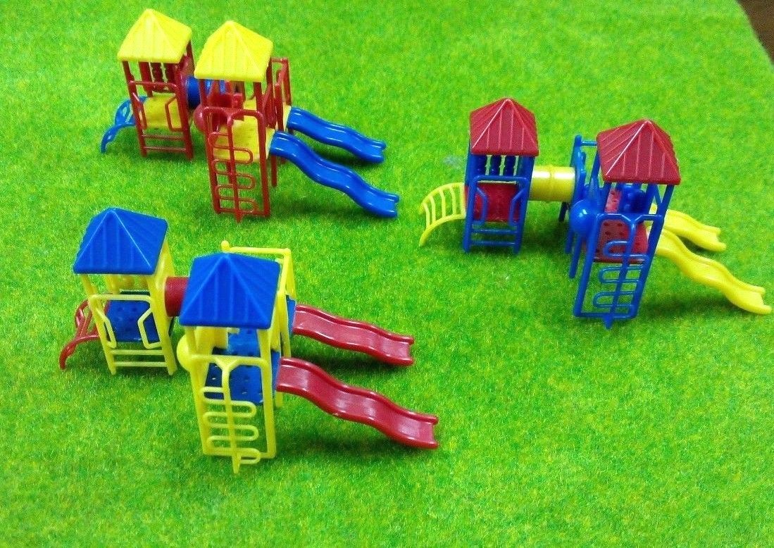 3 Sets HO 1:87 Scale Childrens Playground Park Slides Set for model train layout