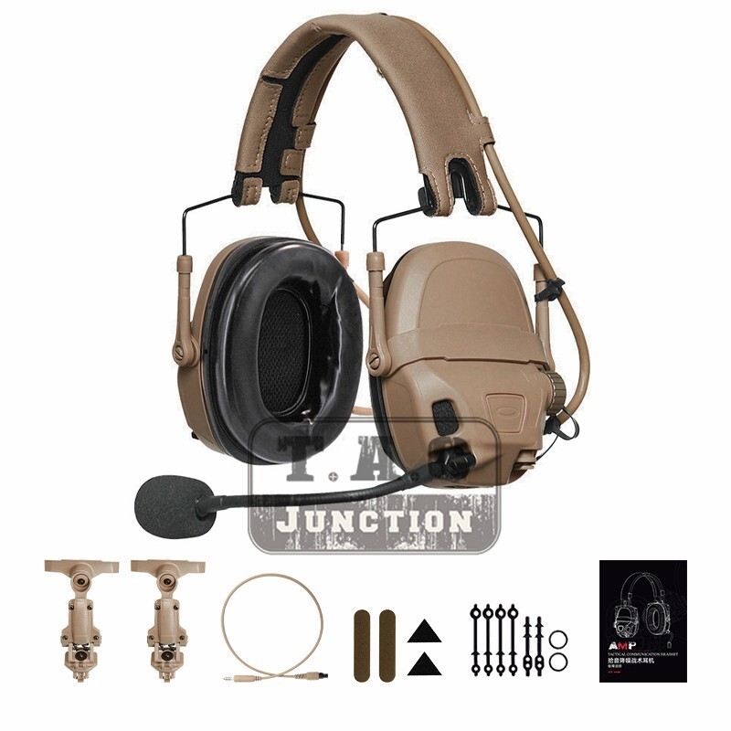 AMP Tactical Communication Headset Noise Reduction Shooting Earmuff V20 V60 PTT