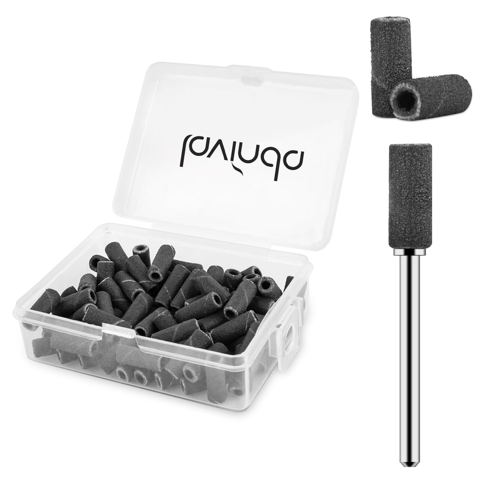 Nail Sanding Bands 80 Pc Set 3.1mm Mandrel Bit 120 Grit Black Acrylic Gel Manicu