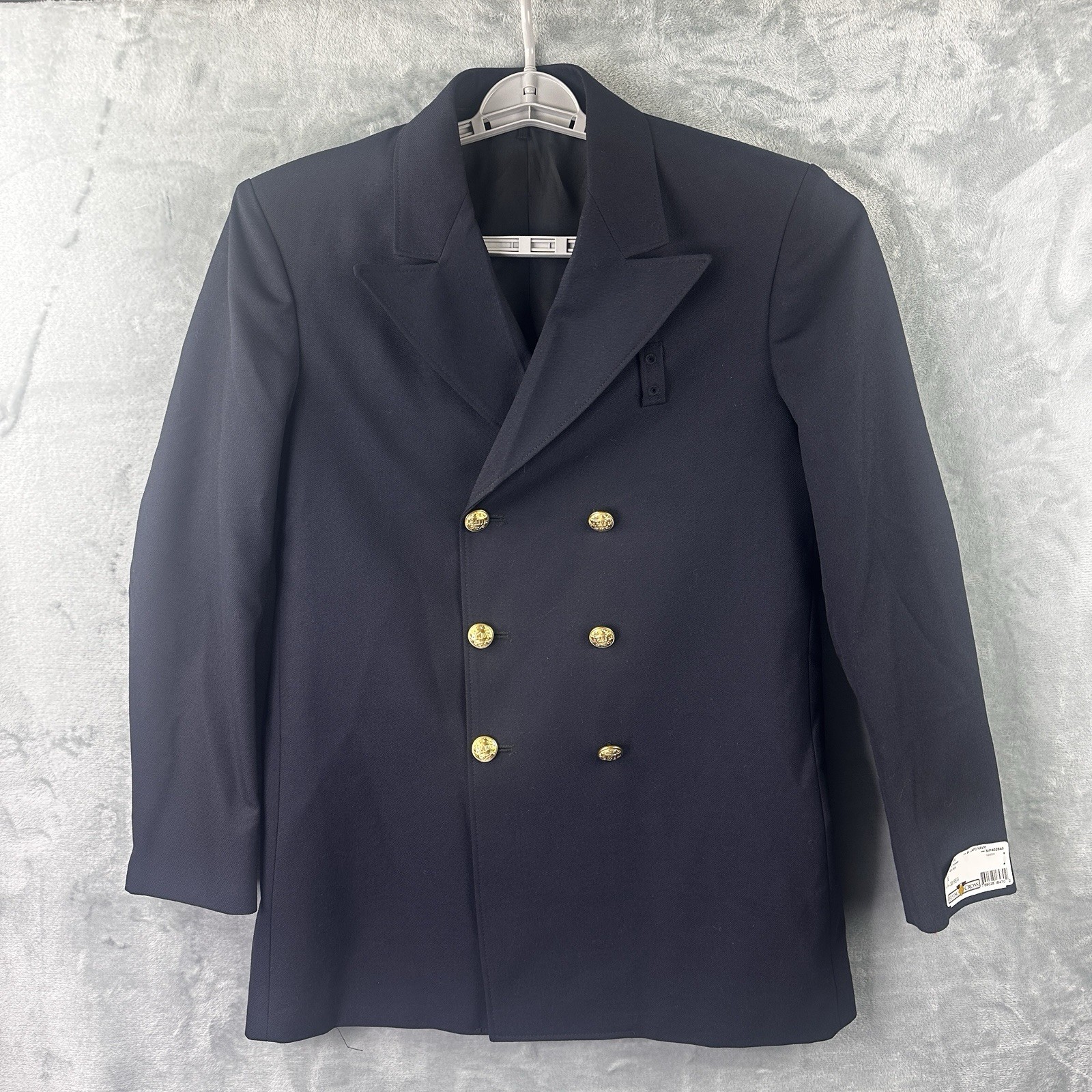 Flying Cross Navy Double Breasted Dress Blazer 38 Regular Wool Polyester Blend