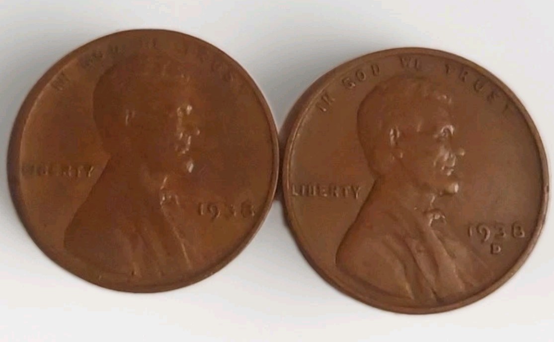 1938 PD Lincoln Wheat Cent Circulated Glossy Brown Coins Free Post