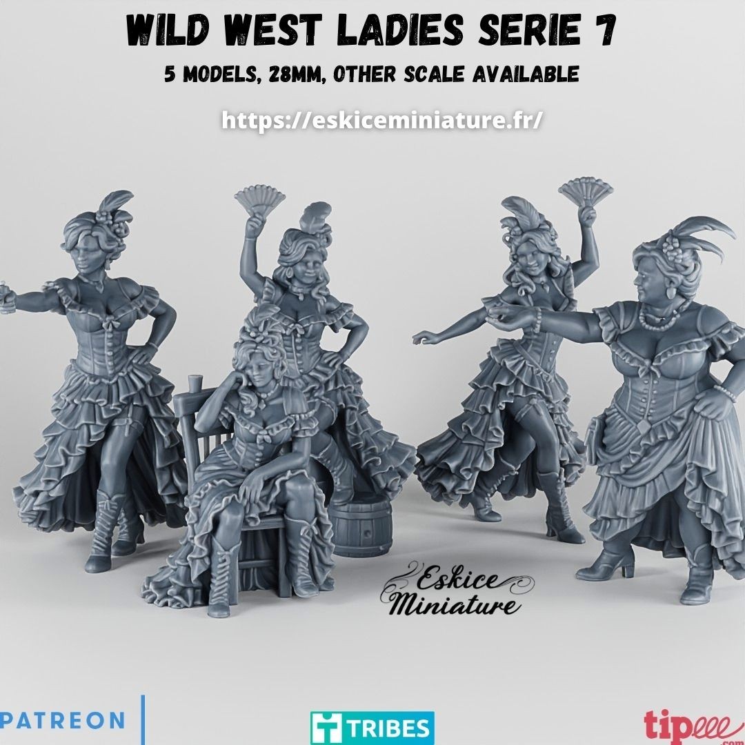 Eskice Miniature Wild Old West Ladies of the Saloon Set 7 RPG NPC 15mm 20mm 28mm