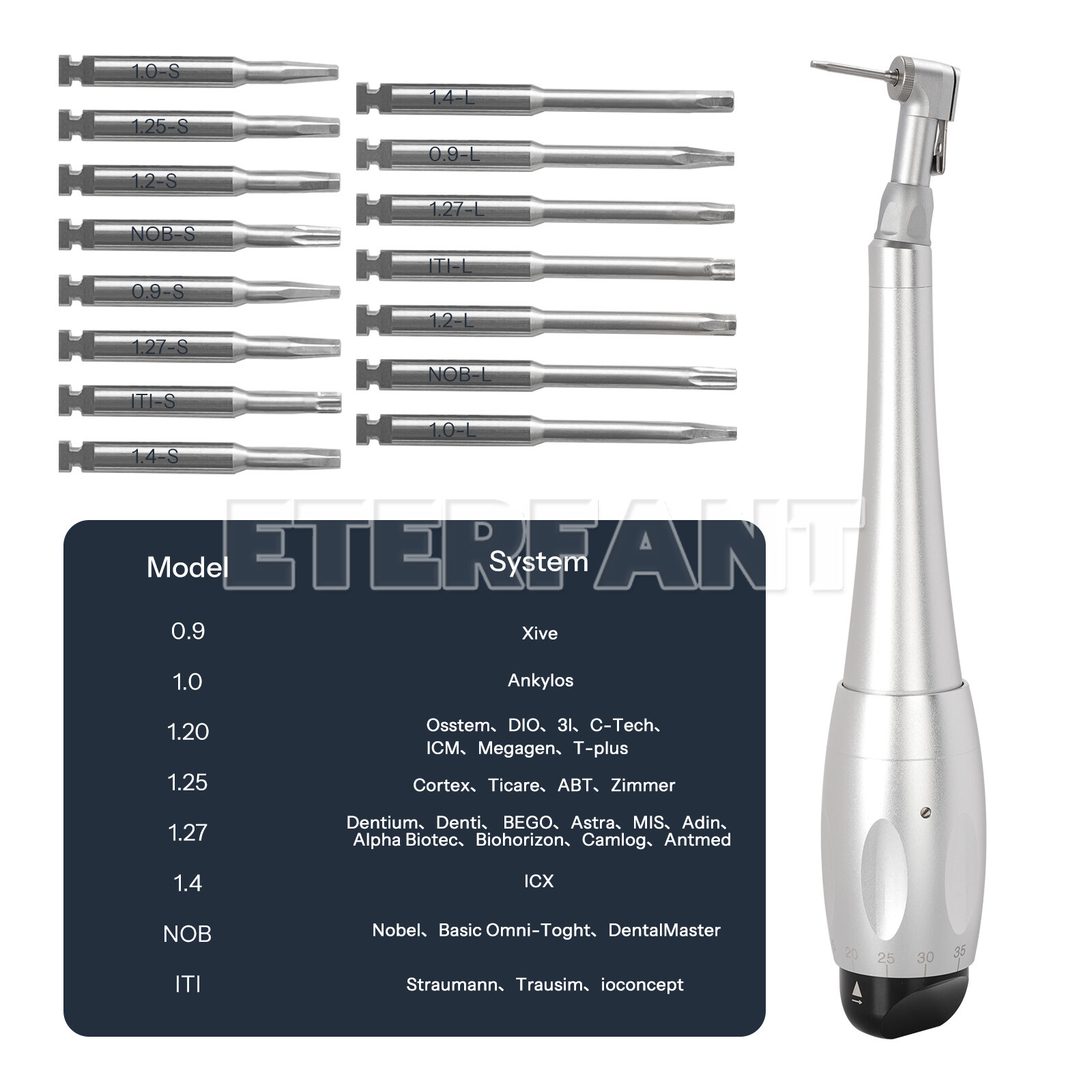 Dental Torque Wrench Universal Implant Kit Wrench Contra Angle+16 Drivers