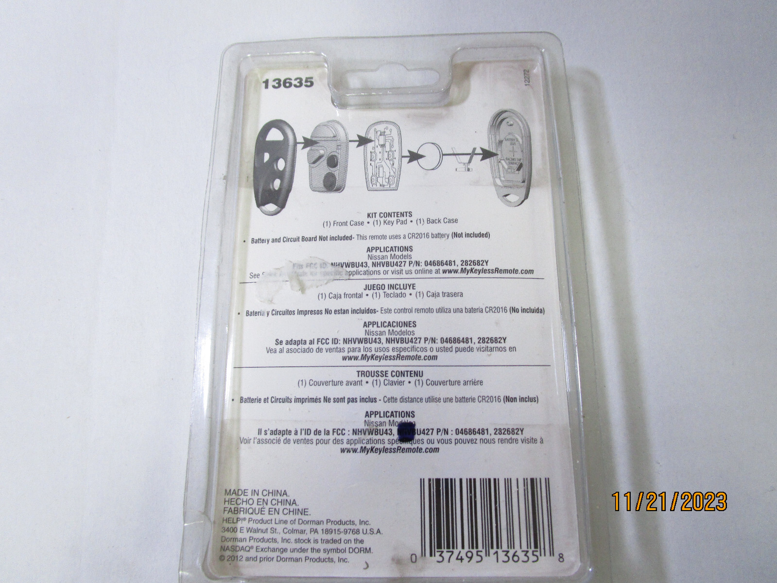 Keyless Entry Transmitter Cover-Remote Case Dorman 13635
