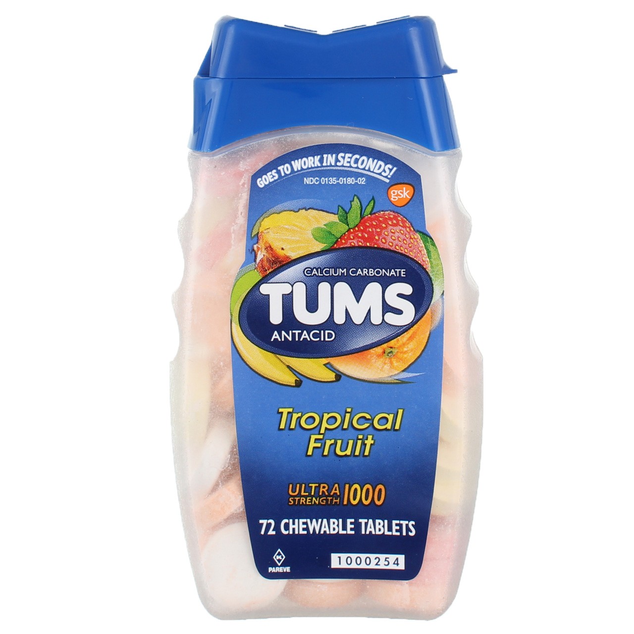 6 Pack Tums Ultra 1000 Strength Antacid Chewable Tablets, Tropical Fruit, 100...