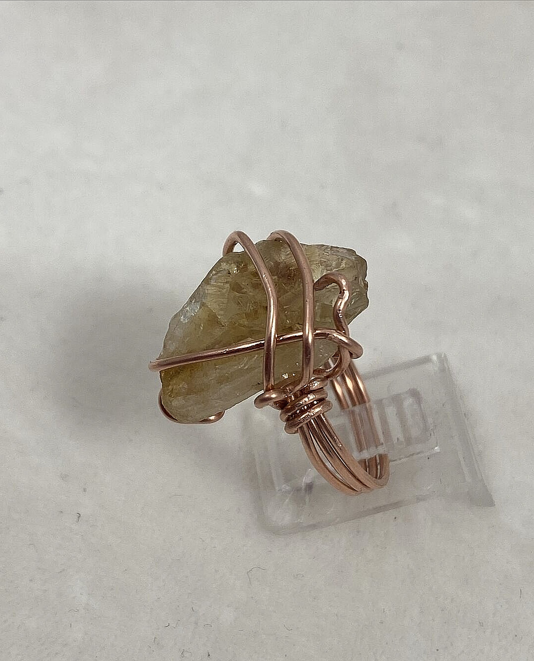 Handmade ~ Copper Wire Wrapped Natural Citrine Crystal Ring Size 7 #303