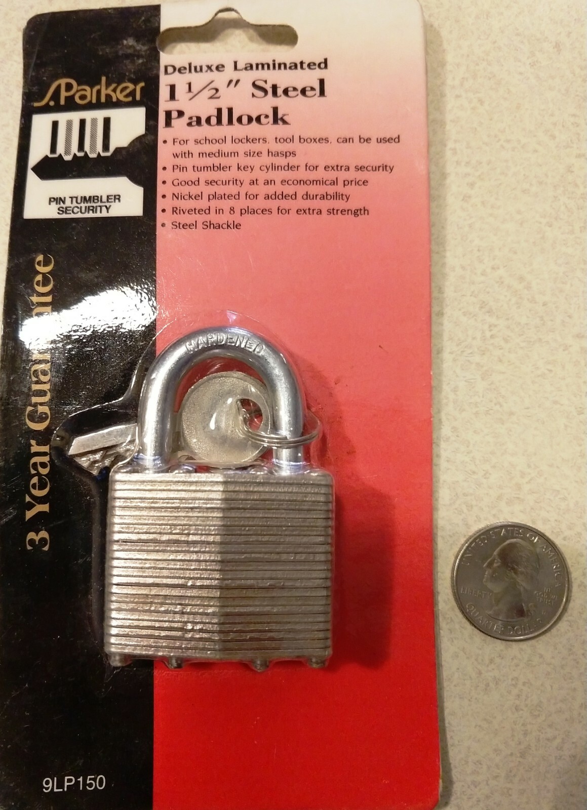 S.Parker  1 1/2" Steel Padlock Deluxe Laminated  Brand New  #10