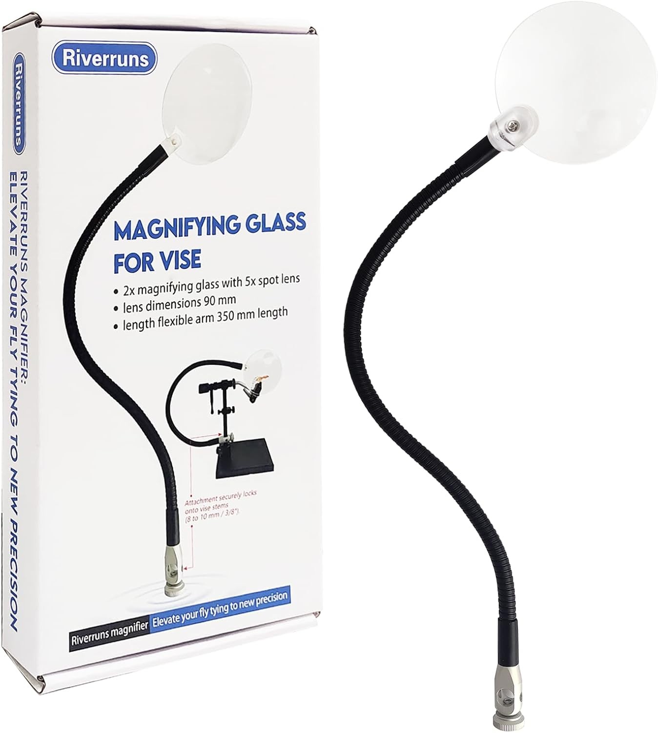 Riverruns Magnifying Glass for Vise 2X Magnification, Lens Dimensions 90mm