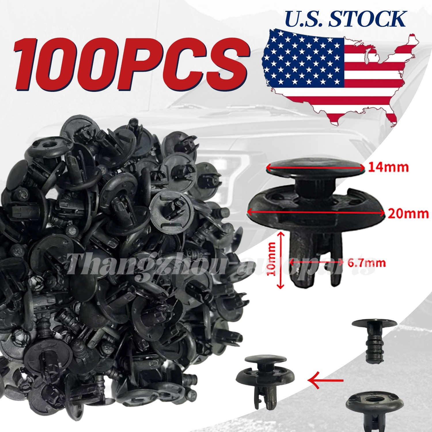 100Pcs Fender Liner Fastener Rivet Push Clips Retainer For Toyota Camry Corolla