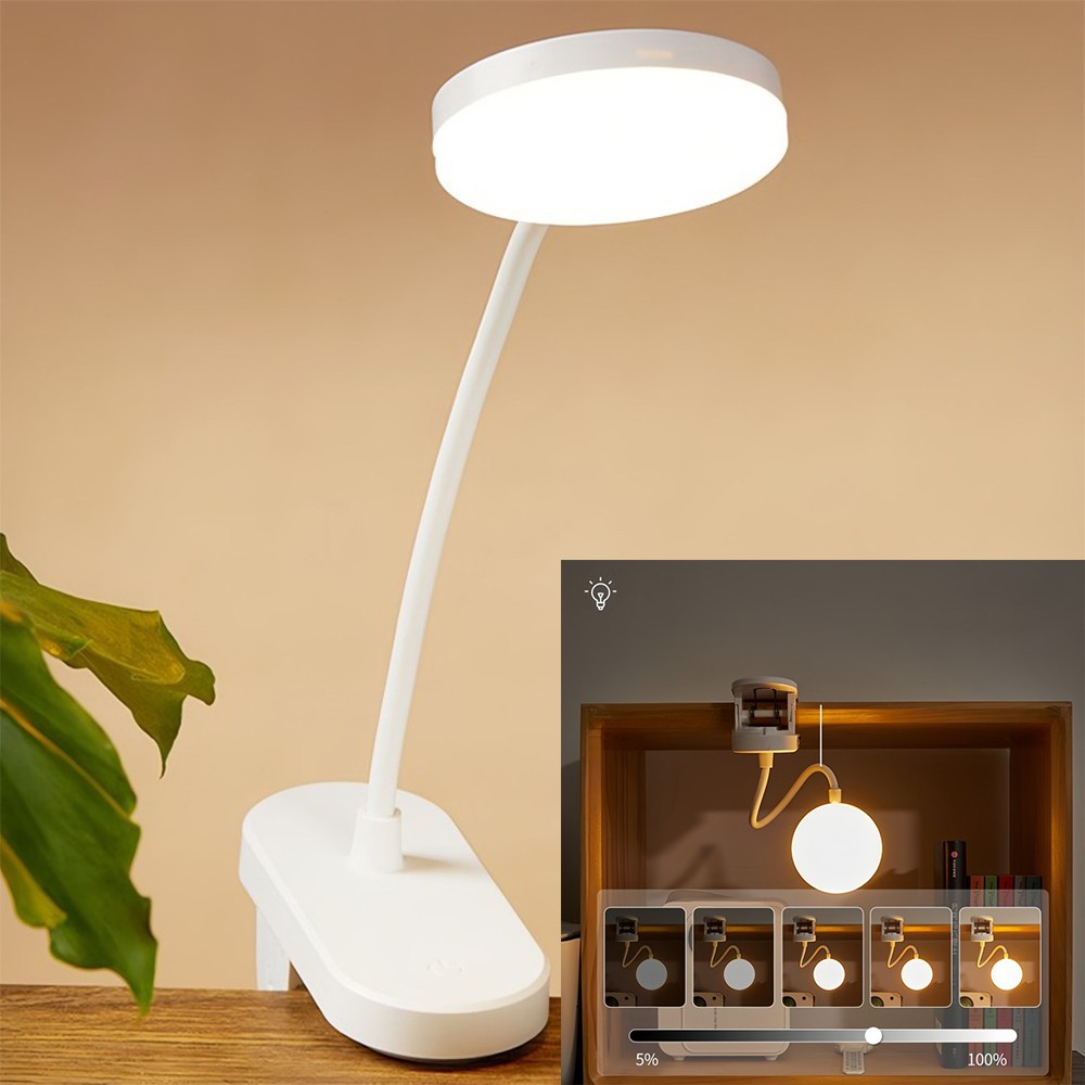 LED Reading Book Light w/ Clip Flexible USB Rechargeable Bed Travel Desk Laptop