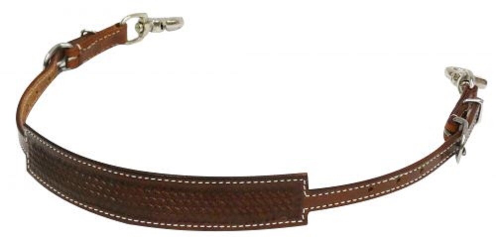 New! Adjustable BASKET WEAVE TOOLED WITHER STRAP w/ Scissor snaps Nickel buckles