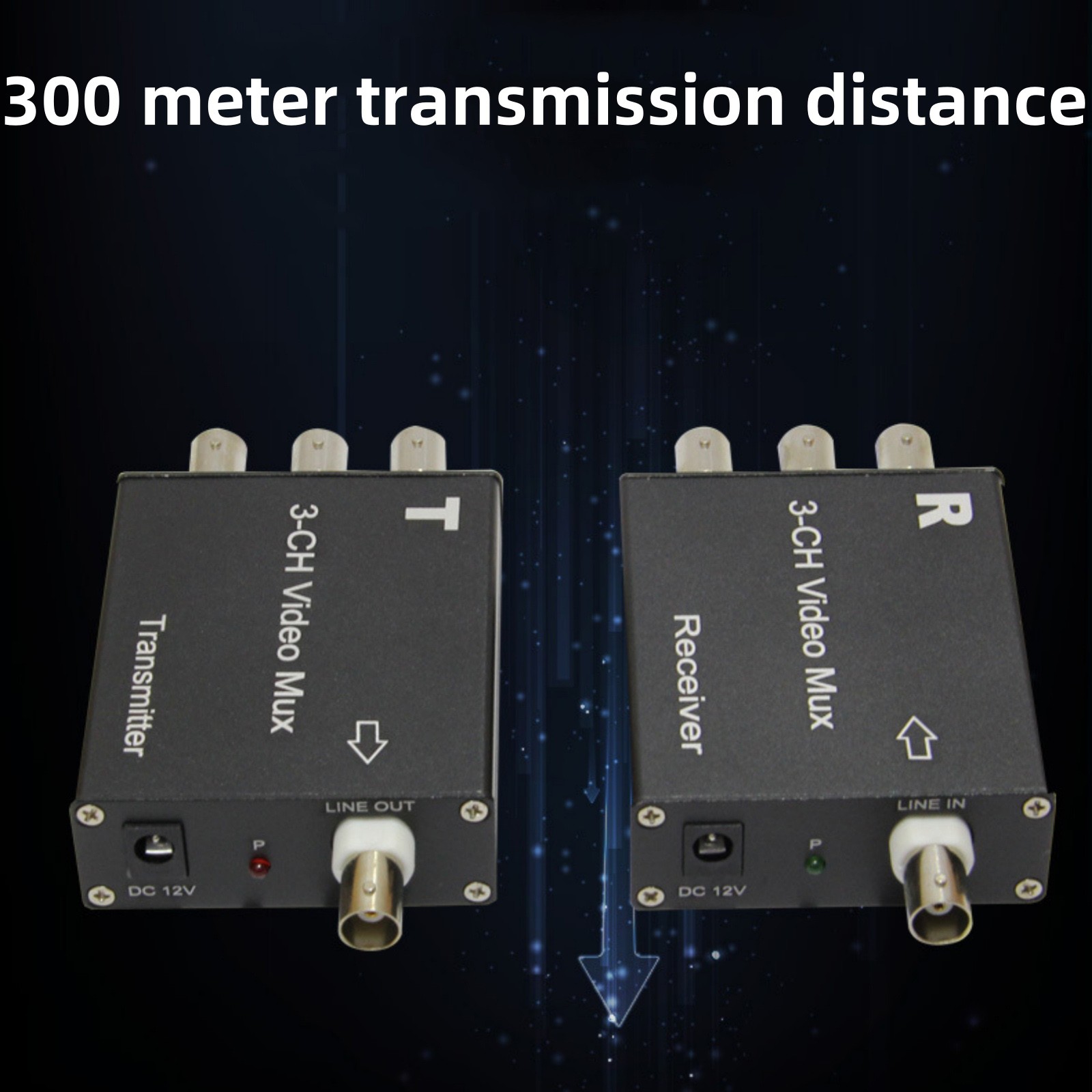 3 Channel Video Multiplexer Analog Camera Extender Receiver&Transmitter DC12V
