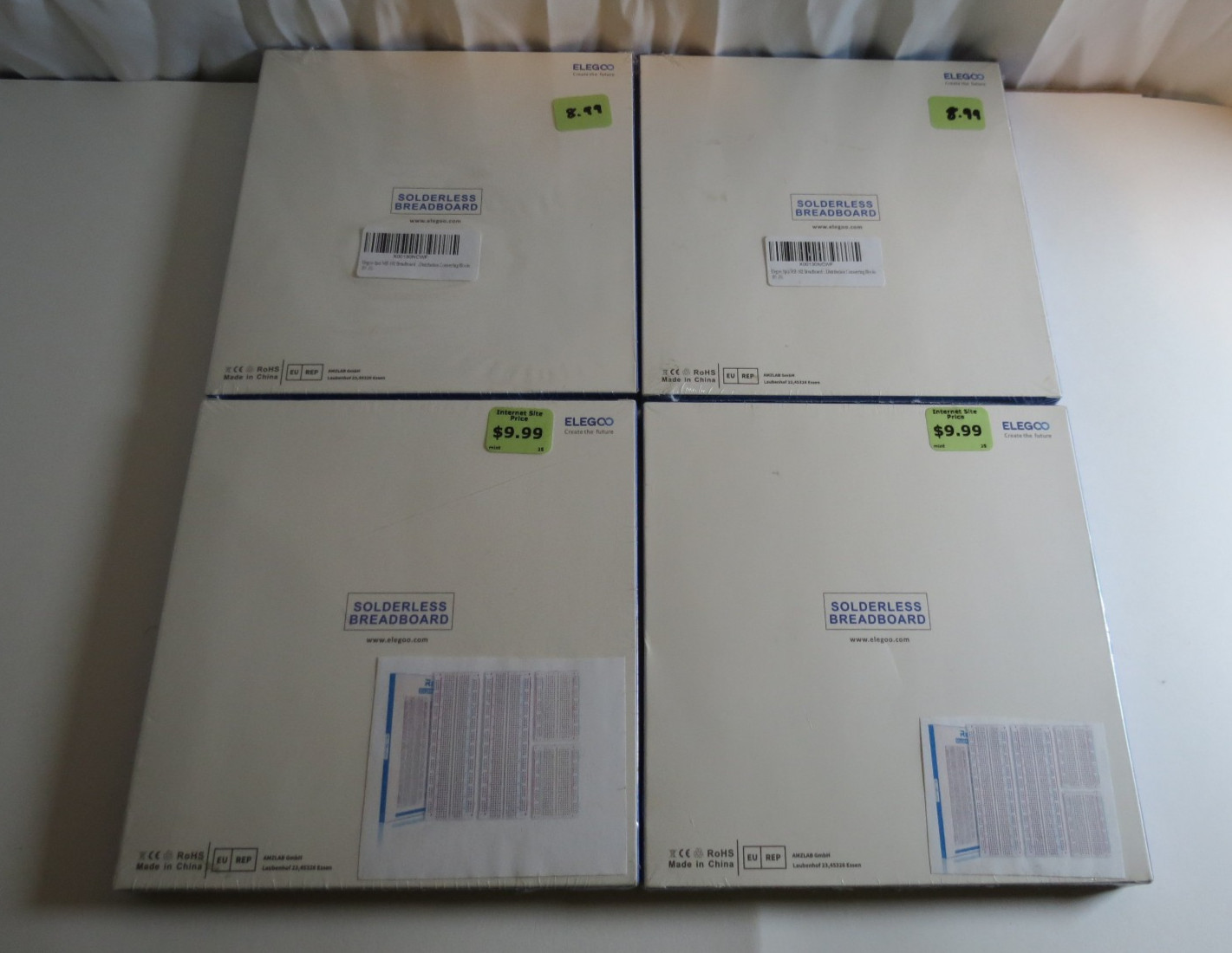 NEW! LOT OF 4 PACKS - Elegoo Solderless Breadboard - Electronics DIY Tech Sealed