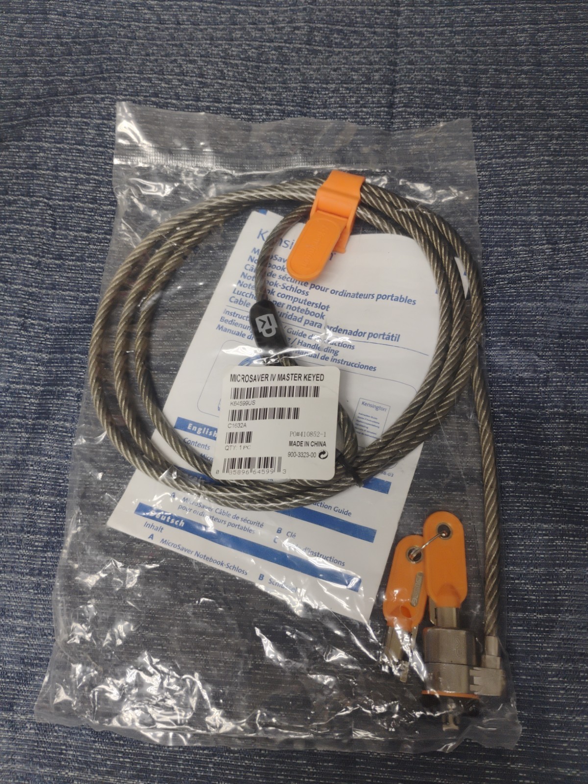 Kensington K64599US Microsaver IV Master Keyed Cable Lock  LAPTOP LOCK