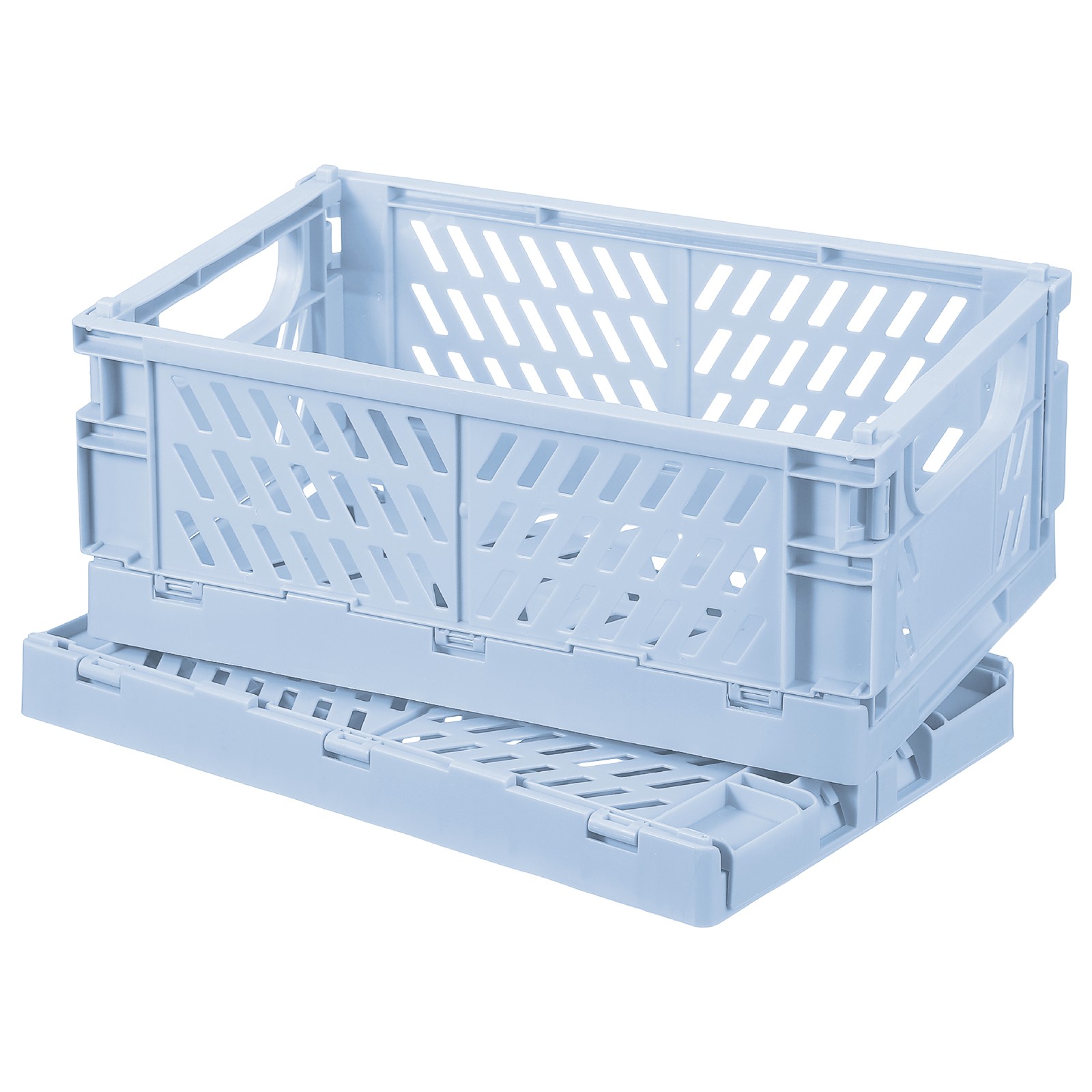 2Pcs Plastic Storage Baskets Stackable Bins 6 x 3.9 x 2.4" Light Blue