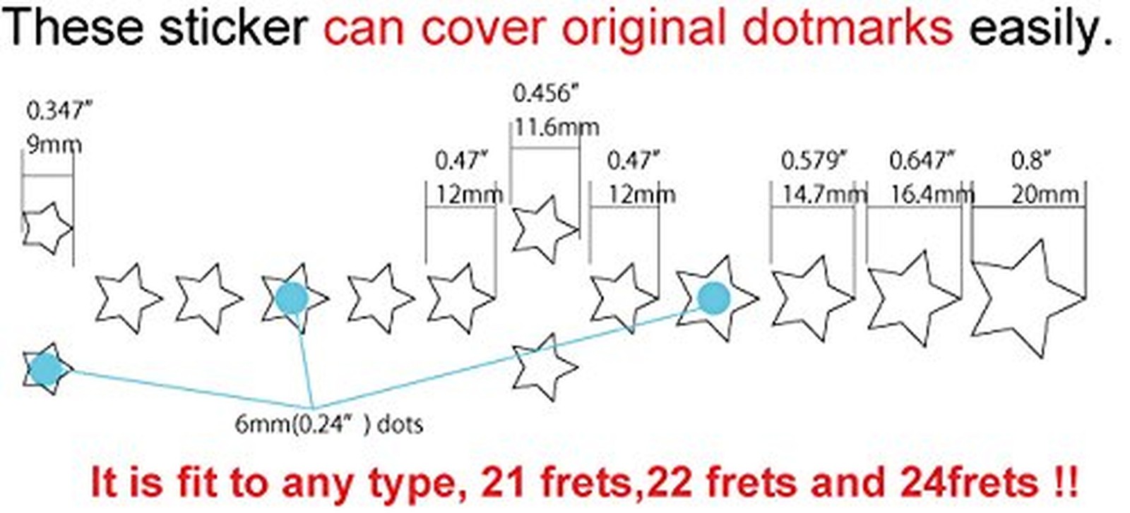 Jockomo Everly Brothers Star (White Pearl) Guitar Inlay Sticker white pearl