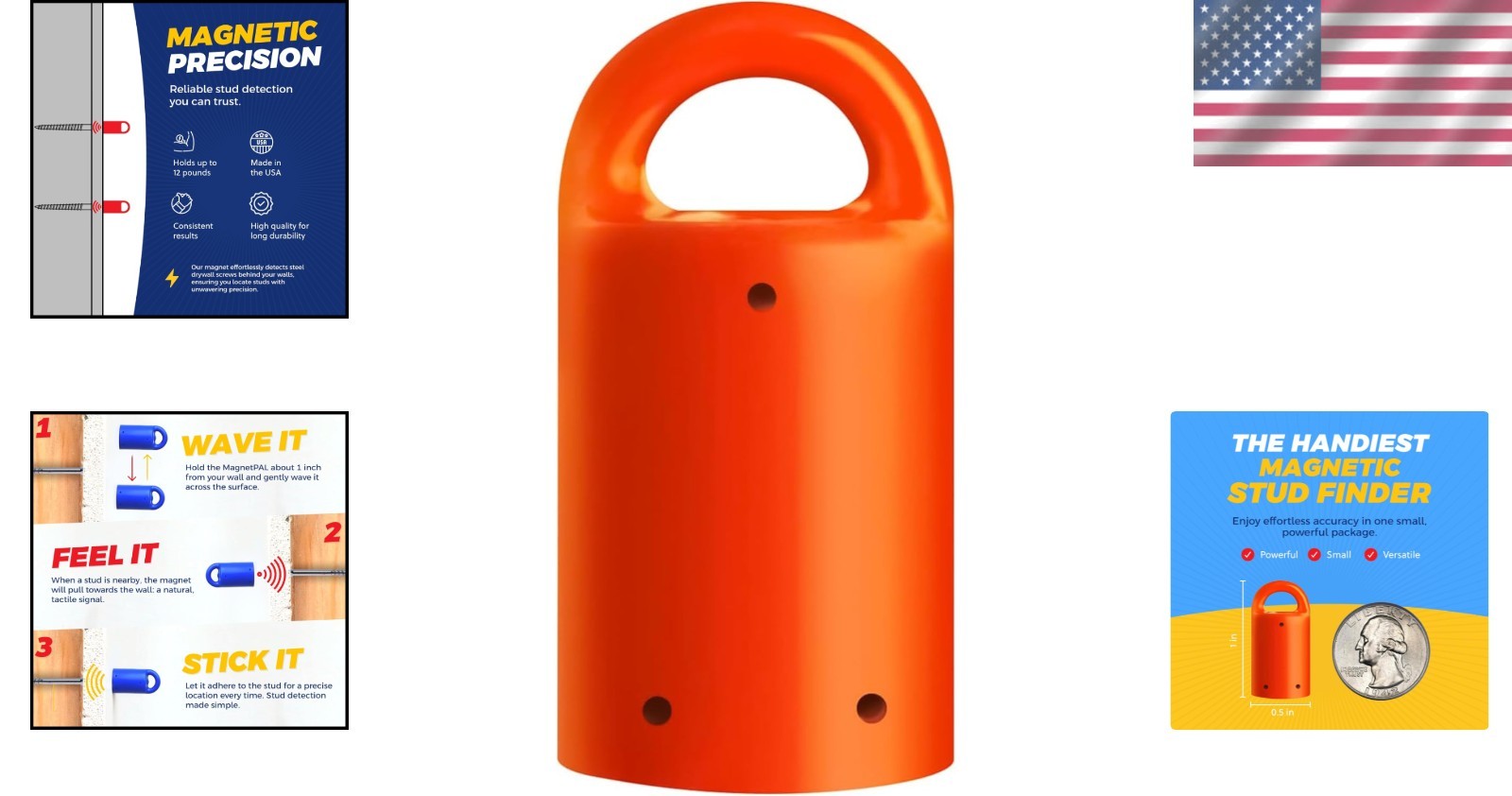 Best-In-Class Magnetic Stud Finder for Accurate Installations - Orange