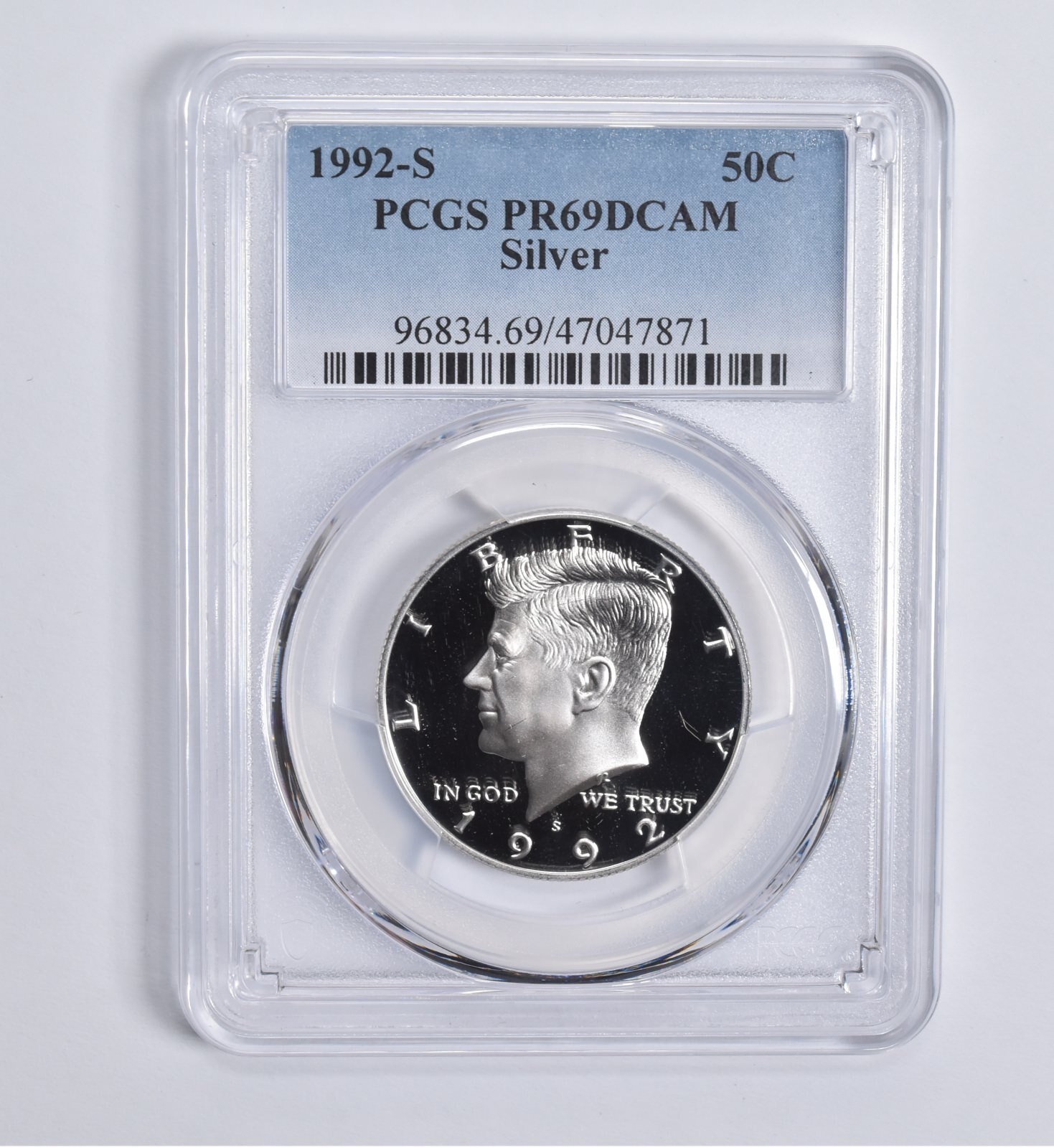 PR69 DCAM 1992-S Silver Kennedy Half Dollar PCGS Blue Lbl