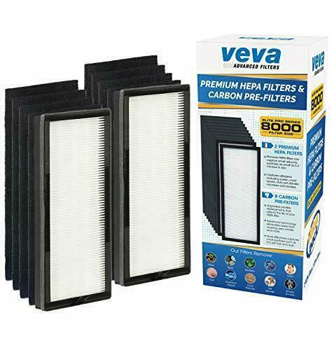 VEVA Premium True HEPA Size B Filter 2-pack with 8 Carbon Pre-Filters