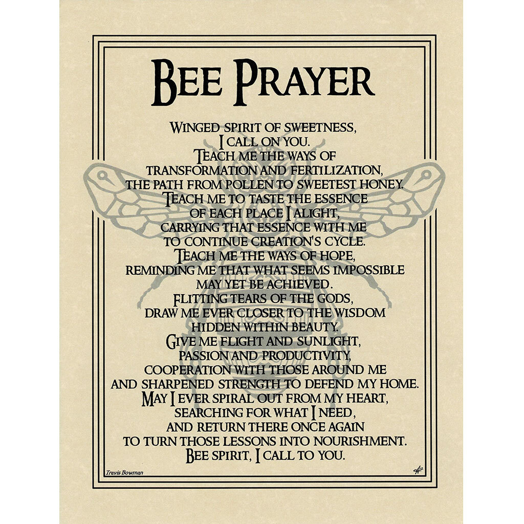 Bee Prayer Poster 8.5 x 11" Parchment Print NEW