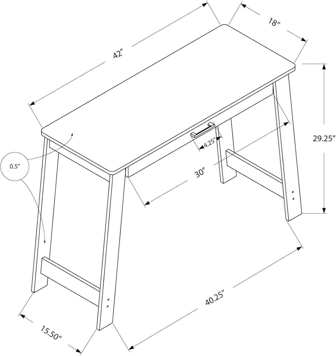 Offex 42" L Contemporary Rectangular Computer/Writing Desk with a Drawer, Grey