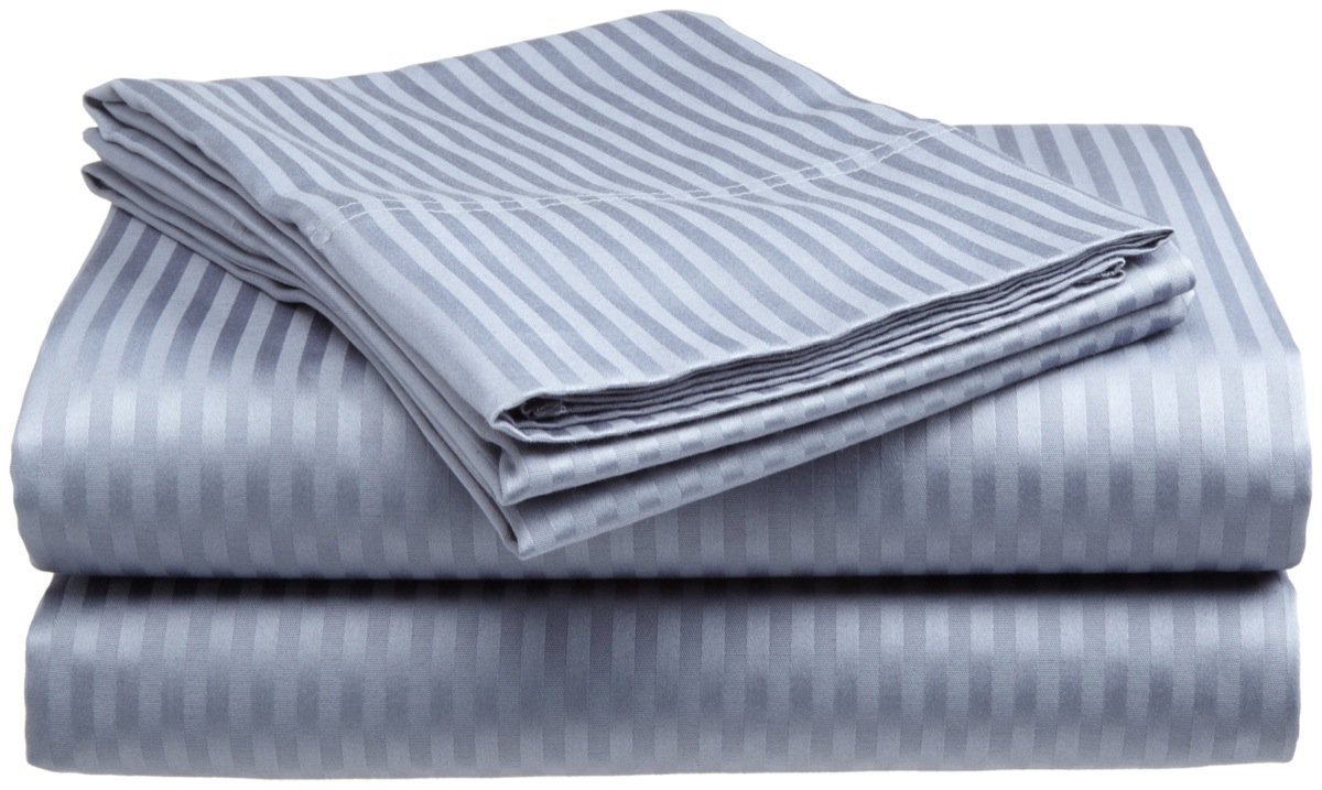 2 PACK:Deluxe Hotel , 300 Thread Count 100% Cotton Sateen Sheet Set Dobby Stripe