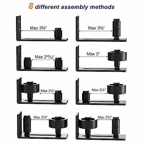 Sliding Barn Door Floor Guide for Bottom Adjustable Roller - 8 Setup 1 Black
