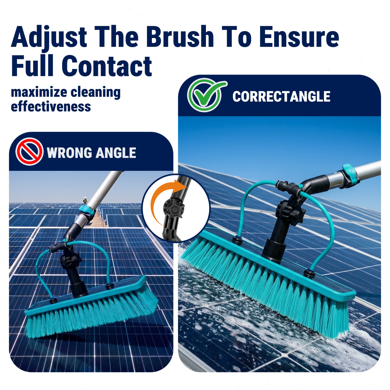 33FT Water Fed Pole Cleaning Kit with Extendable Pole, 180° Rotatable Head