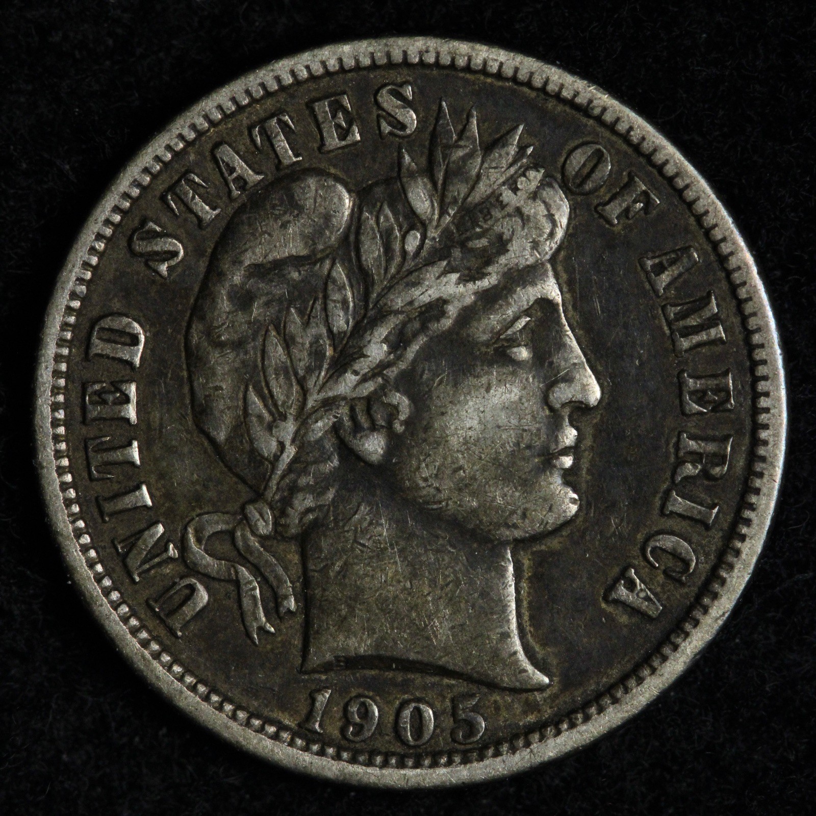 1905 Barber Silver Dime XF E298 GWCM