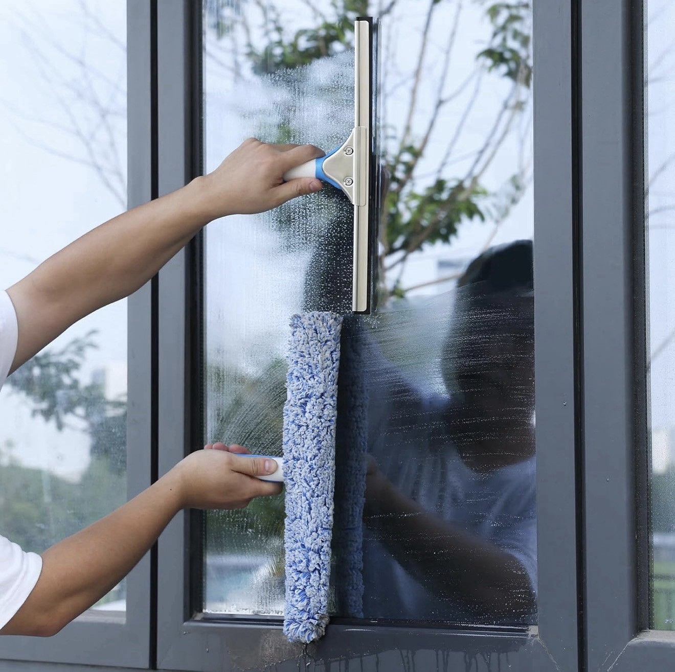Mitclear 77'' Professional Squeegee Window Cleaner Tool with Extension Pole