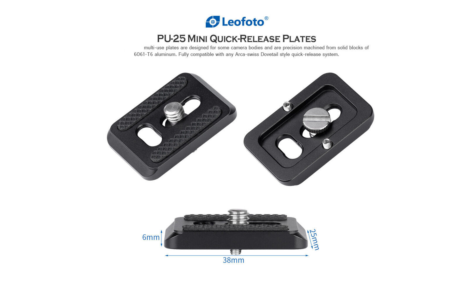 Leofoto PU-25 25x38mm plate / ARCA Compatible