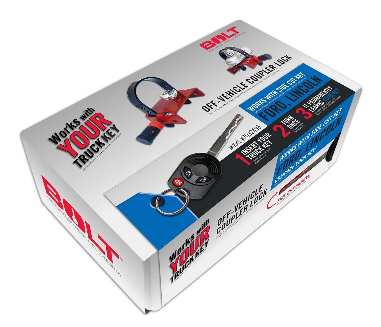 BOLT OFF-VEHICLE COUPLER LOCK Fits Ford SIDE CUT*BOLT Off-Vehicle Coupler Lock F