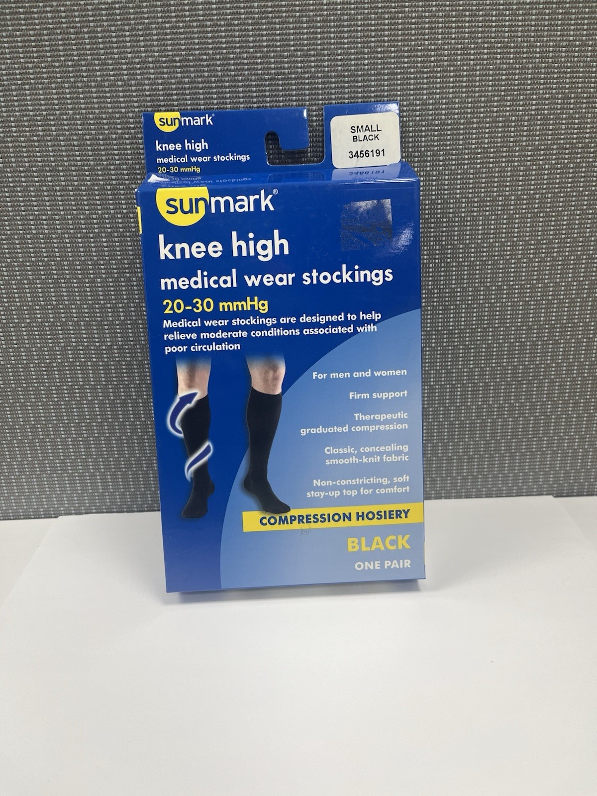 Sunmark knee high medical wear stockings 20-30mmHg Small Black #3456191