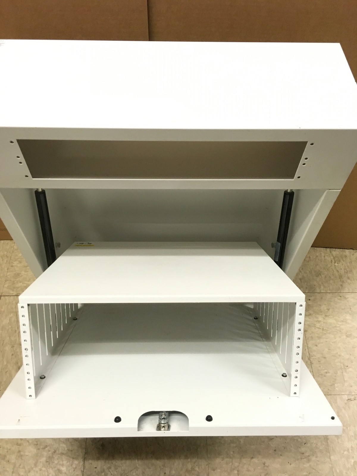Extron MLM-WB+ White Lockable Metal Wall Box – 4U Rack AV Cabinet Flip-Down